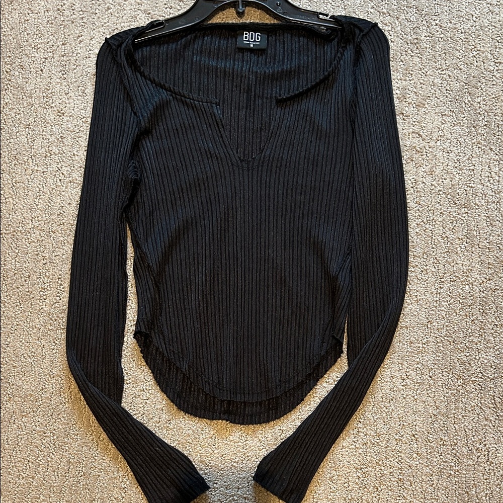 BDG Black Ribbed Long Sleeve Top
